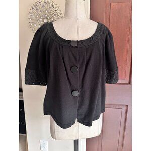 SHUSHU black short sleeve cropped jacket top Medium